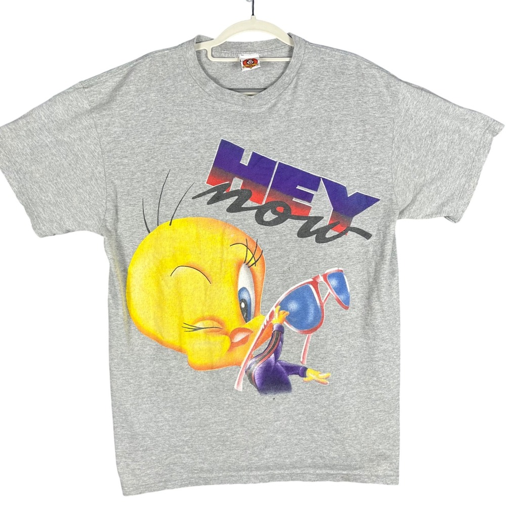 Freeze Looney Tunes T-Shirt Mens L Gray 1998 Tweety Bird Hey Now Vintage 90s